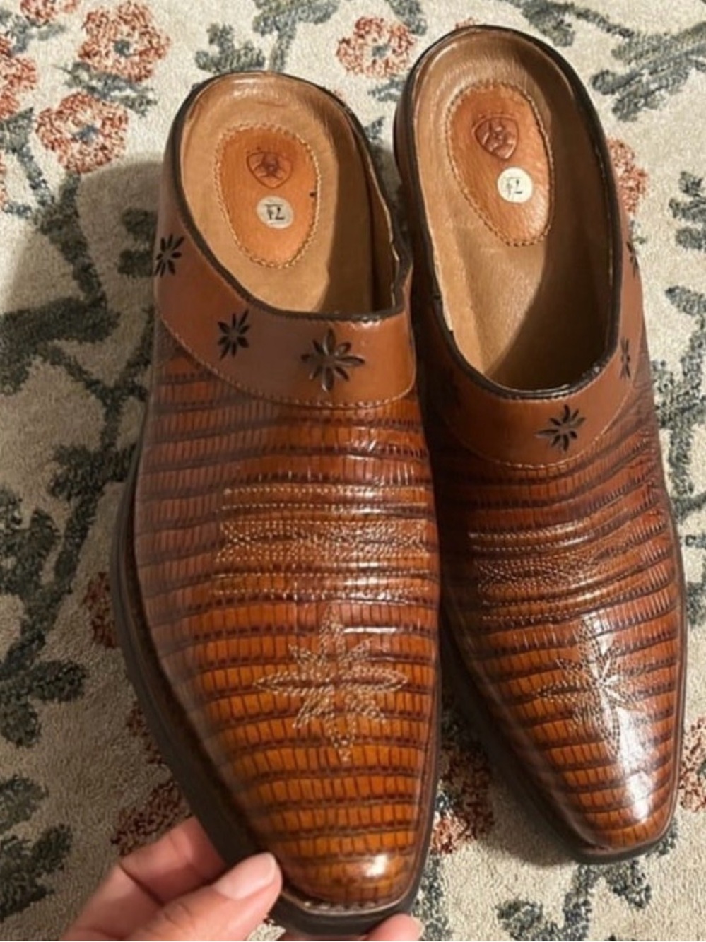 Ariat desert star cognac brown leather mule